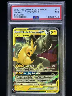 [PSA 7] Pokemon Team Up: Pikachu & Zekrom GX #33 - Image 1
