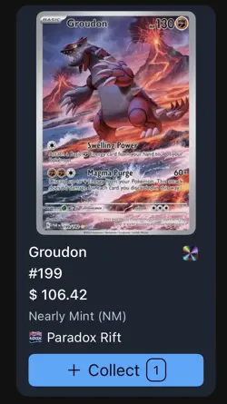 Pokemon Groudon 199/182 Paradox Rift Holo Illustration Rare Magma Purge 60x - Image 5