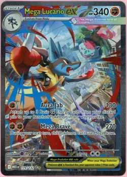 Pokemon Single: Mega Lucario ex 179/132 Mega Evolution (2025) SIR NM - Image 1