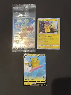 Pokemon Card Lot 3 Pikachu Promo 001/SV-P Sealed + 2 Cards Japanese Holo NM - Image 1