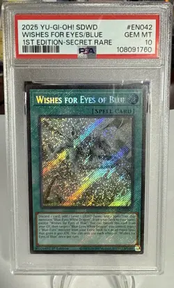 Yugioh Card Wishes For Eyes Of Blue Secret Rare PSA 10 Gem Mint, SDWD-EN042 2025 - Image 1