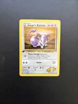 Lt. Surge's Rattata 82/132 1st Edition Gym Heroes Pokemon Card - Near Mint - Image 1