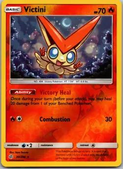 Victini 30/236 Holo Rare Cosmic Eclipse Pokemon Reverse Holo Near Mint - Image 1