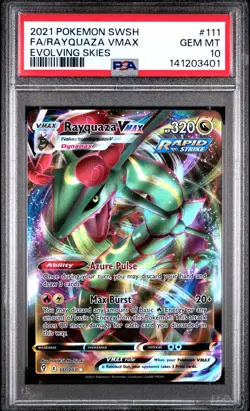 2021 POKEMON SWORD & SHIELD EVOLVING SKIES #111 FULL ART/RAYQUAZA VMAX PSA 10 - Image 1