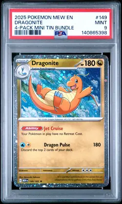 2025 Pokemon 151 Promo #149 Dragonite PSA 9 Mint Mini Tin Promo LOW POP - Image 1