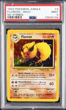 1999 POKEMON JUNGLE NO SYMBOL #3 FLAREON-HOLO PSA 9 - Image 1