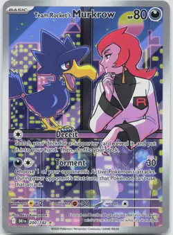 Team Rocket's Murkrow 200/182 Illustration Rare Destined Rivals Pokemon NM/M - Image 1