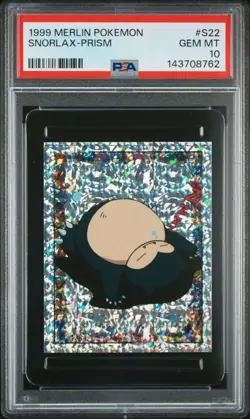 PSA 10 GEM MINT 1999 MERLIN POKEMON S22 SNORLAX-PRISM - Image 1