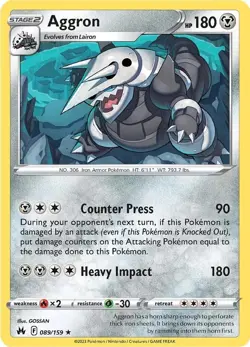 Aggron (089/159) [Sword & Shield: Crown Zenith] Lightly Played Holofoil Pokemon - Image 1