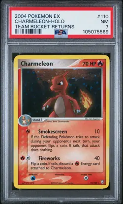 2004 POKEMON EX TEAM ROCKET RETURNS #110 CHARMELEON-HOLO PSA 7 - Image 1