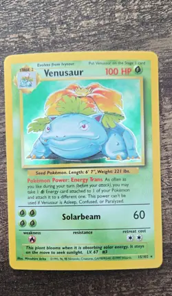 Pokemon TCG Venusaur Base Set 15/102 Holo 1999-2000 Wizards Base Set Copyrigh... - Image 1