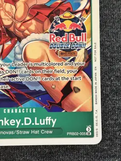 Monkey.D.Luffy PRB02-005 NM Red Bull Double Don Event Stamp Participation Promo - Image 4