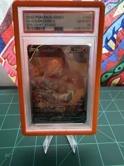 Pokemon Charizard V 154/172 Brilliant Stars PSA 10 Autographed by Eric Stuart - Image 2