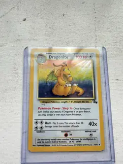 Pokemon Dragonite Fossil Holo Unlimited Rare Card 4/62 Near Mint Vintage - Image 2