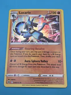 2022 Pokemon Brilliant Stars 079/172 Lucario Holo LP - Image 1