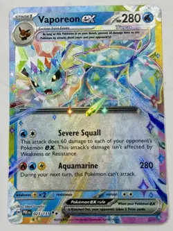 2025 Pokemon Prismatic Evolutions Vaporeon EX #023/131 TCG Near Mint - Image 1