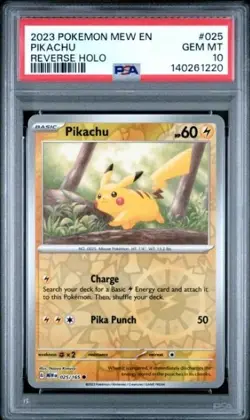 2023 Pokemon Scarlet and Violet 151 Pikachu Reverse Holo #25 PSA 10 - Image 1