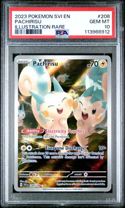2023 POKEMON SVI EN-SCARLET & VIOLET ILLUSTRATION RARE #208 PACHIRISU PSA 10 - Image 1