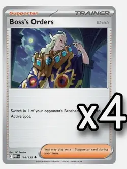 4x Boss's Orders 114/132 Mega Evolution Pokemon TCG Playset x4 - Image 1