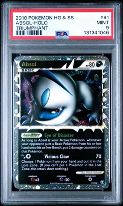Pokemon Absol Prime Holo PSA 9 Mint #91/102 HGSS Triumphant 2010 Ultra Rare - Image 1