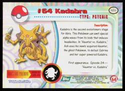 1999 Topps Pokemon TV Animation Series 1 Kadabra Green Logo #64 - Image 2