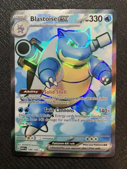 Pokemon TCG Blastoise EX 184/165 Scarlet & Violet 151 Full Art - Image 1