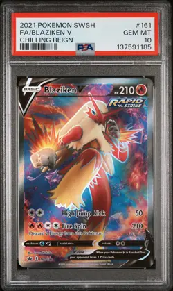 Pokemon Chilling Reign Blaziken V 161 PSA 10 - Image 1