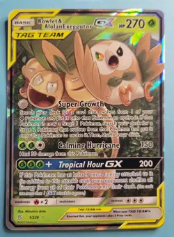 Rowlet & Alolan Exeggutor GX Holo Card 1/236 Tag Team Sm-Unified Minds - Image 3