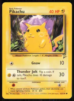 Pikachu 87/130 Common Base Set 2 Pokemon Moderately Played - Image 1