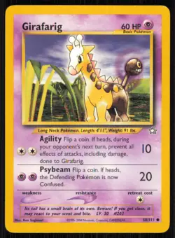 Girafarig 58/111 Common Neo Genesis Pokemon Unlimited Lightly Played - Image 1