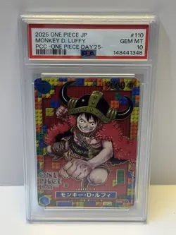 2025 ONE PIECE JPN PREM CARD COLL -ONE PIECE DAY'25- #110 MONKEY D. LUFFY PSA 10 - Image 1
