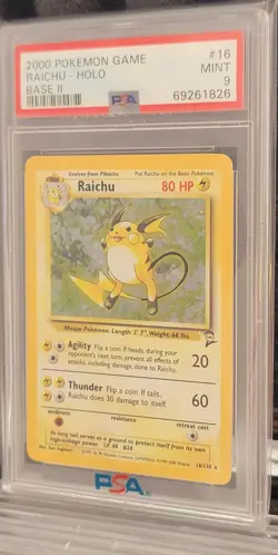 PSA 9 Raichu 16/130 Base Set 2 II Holo Foil 2000 Pokemon Card Vintage WOTC MINT - Image 1