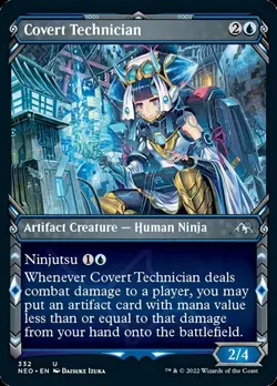 MTG Covert Technician (Showcase Ninja) [Kamigawa: Neon Dynasty] Lightly Played F - Image 1