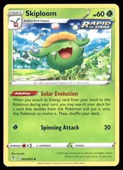 2021 Evolving Skies Set Pokemon Card 003 Skiploom NM - Image 1