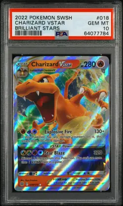 2022 Pokemon Sword & Shield Brilliant Stars Charizard VSTAR FA PSA 10 #018 - Image 1