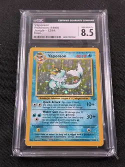 CGC 8.5 NM/MINT+ Vaporeon Jungle 1999 WOTC Holo Rare Pokemon 12/64 - Image 1