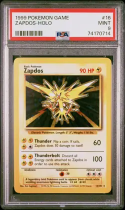 Zapdos Holo Rare ⚡ base set 1999 Unlimited #16/102 PSA 9 🌟 Pokemon TCG - Image 3