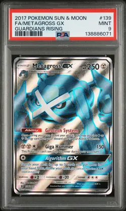 2017 POKEMON SUN & MOON GUARDIANS RISING #139 FULL ART/METAGROSS GX PSA MINT 9 - Image 1