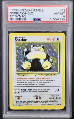 Pokemon 1999 Snorlax 11/64 Holo Jungle No Symbol PSA 8 - Image 1
