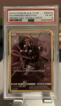2019 Pokemon SM Black Star Promo Armored Mewtwo Promo-Fall '19 Coll.Chest PSA 6 - Image 1