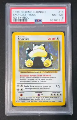 Snorlax Holo 11/64 No Symbol Jungle Pokemon PSA 8 - Image 1
