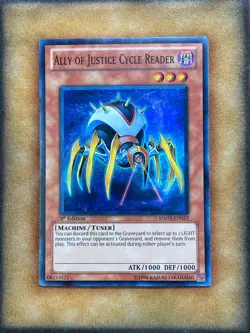 Yugioh Ally of Justice Cycle Reader HA03-EN052 Super Rare 1st Ed LP - Image 1