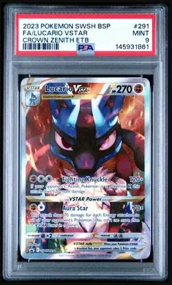 Pokemon TCG Lucario VSTAR SWSH291 Crown Zenith Promo Holo Full Art PSA 9 - Image 1