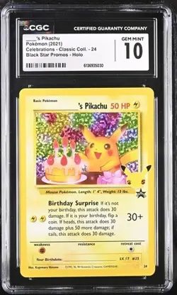 Pokemon Celebrations Happy Birthday Pikachu 24 black star promo CGC GEM MINT 10 - Image 1