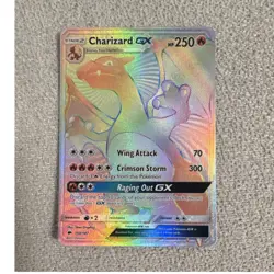 Pokemon Charizard GX Rainbow Rare Full Art Holo Sm-Burning Shadows 250 HP 150/1… - Image 1