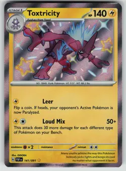 Pokemon Toxtricity Shiny Rare Holo SV: Paldean Fates 141/091 NM - Image 1