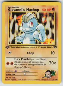 Pokemon 1st Ed Giovanni's Machop Common Gym Challenge 072/132 NM - Image 1