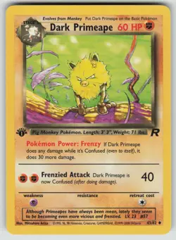 Pokemon 1st Edition Dark Primeape Uncommon Team Rocket 43/82 NM - Image 1