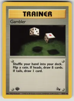 Pokemon 1st Edition Gambler Common Fossil 60/62 NM - Image 1