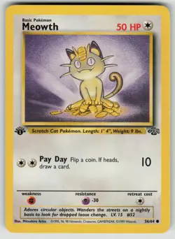 Pokemon Jungle 1st Edition #56/64 Meowth Lightly played - Image 1